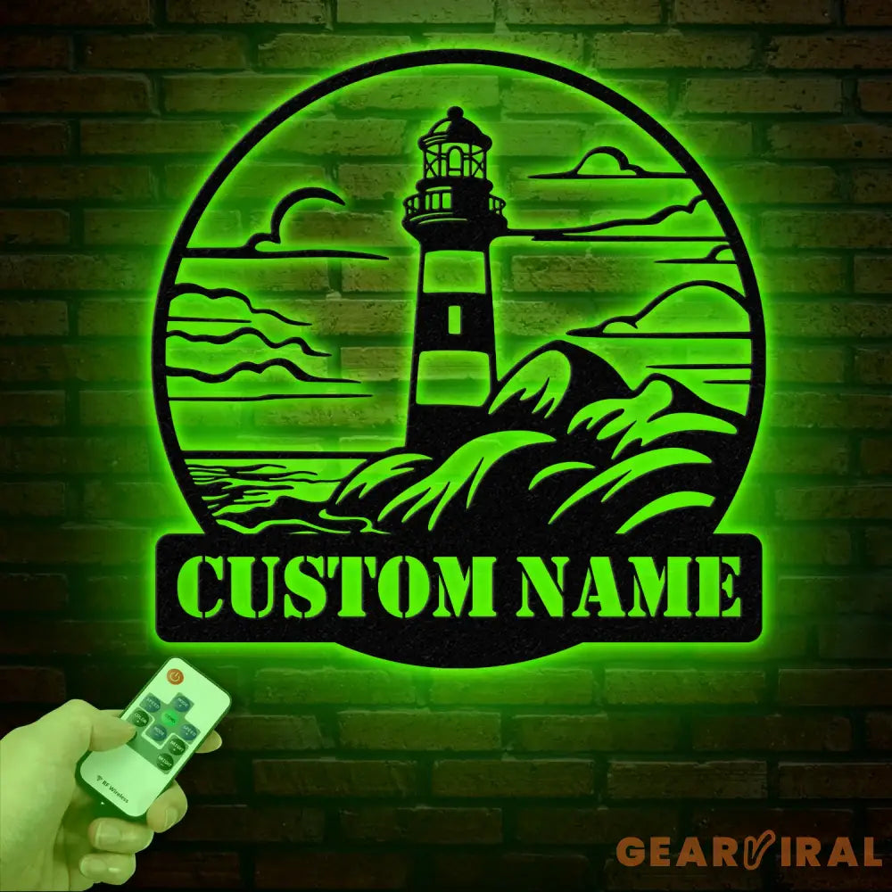 Personalized Lighthouse Metal Sign Custom Lighthouse Name Sign Beach House Decor Harbor Sign Lighthouse Metal Wall Art
