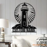Personalized Lighthouse Metal Sign Custom Lighthouse Name Sign Beach House Decor Harbor Sign Lighthouse Metal Wall Art