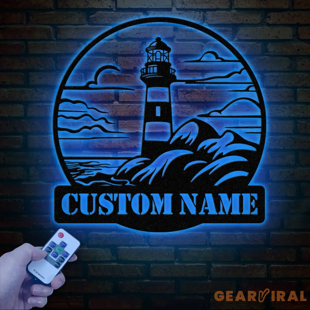 Personalized Lighthouse Metal Sign Custom Lighthouse Name Sign Beach House Decor Harbor Sign Lighthouse Metal Wall Art
