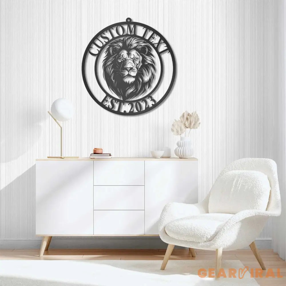 Personalized Lion Name Sign - Custom Lion Metal Sign - Lion Head Metal Wall Art - Lion Metal Wall Decor | GearViral