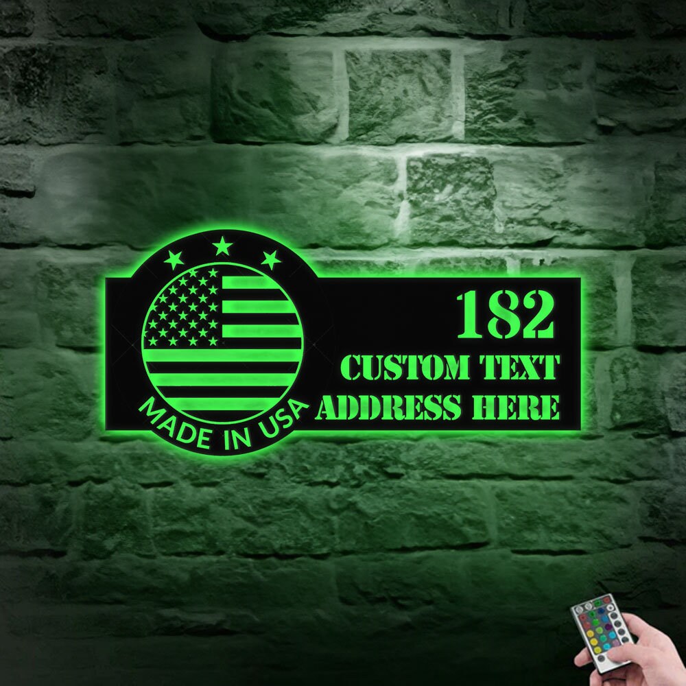 Personalized Made in USA LED Metal Sign - Address Sign House Number | Hanging Address Number - Family Name Sign - Wall Art