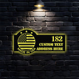 Personalized Made in USA LED Metal Sign - Address Sign House Number | Hanging Address Number - Family Name Sign - Wall Art