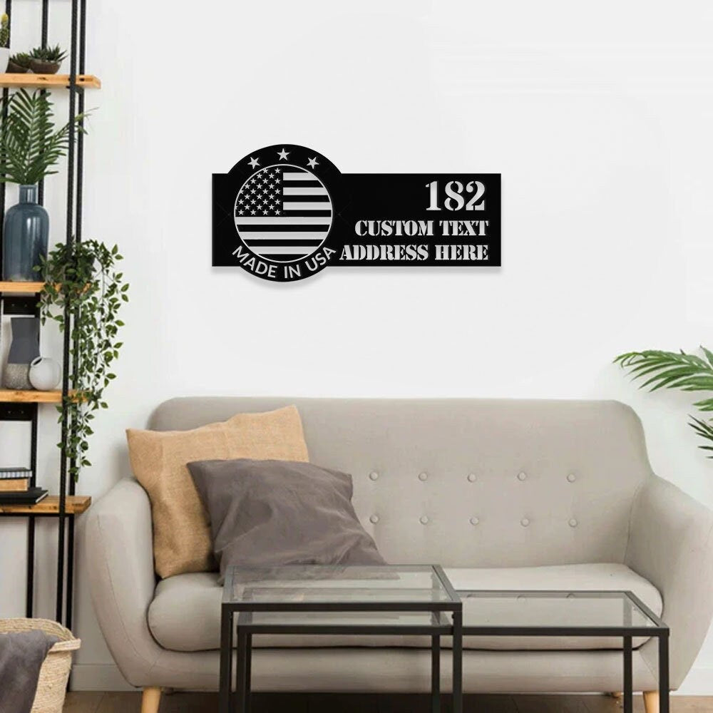 Personalized Made in USA LED Metal Sign - Address Sign House Number | Hanging Address Number - Family Name Sign - Wall Art