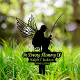 Personalized Man Casting Fishing Pole Fisherman Memorial Stake - Bass fishing - Metal Stake - Sympathy Sign | GearViral