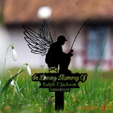 Personalized Man Casting Fishing Pole Fisherman Memorial Stake - Bass fishing - Metal Stake - Sympathy Sign | GearViral