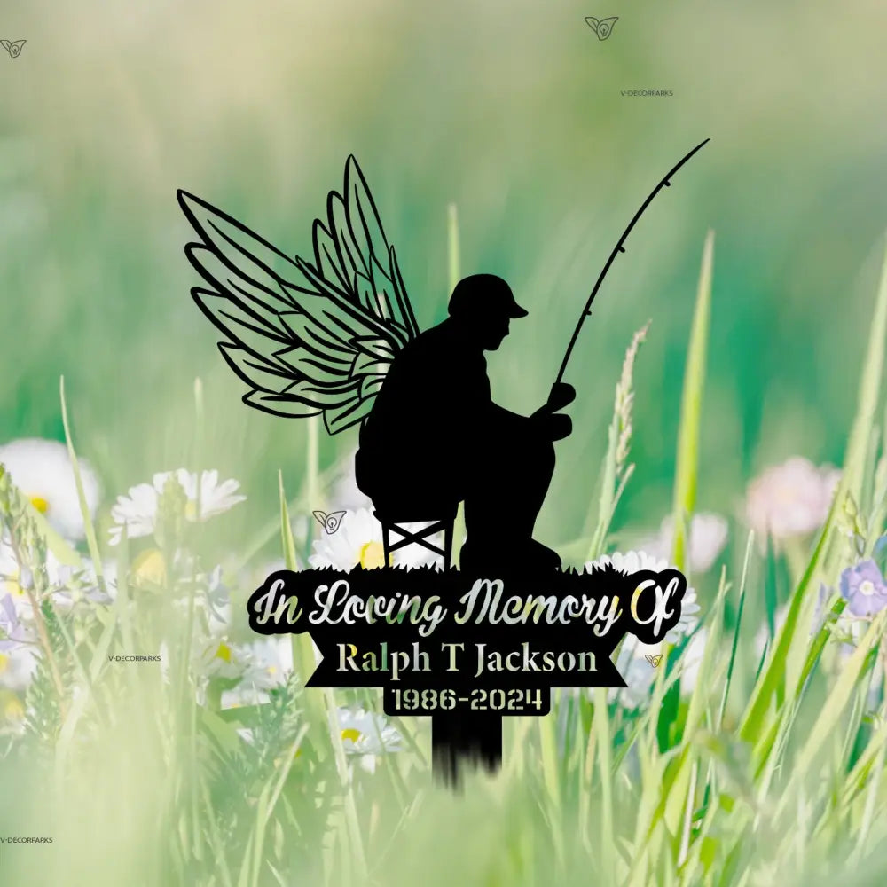 Personalized Man Casting Fishing Pole Fisherman Memorial Stake - Bass fishing - Metal Stake - Sympathy Sign | GearViral