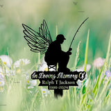 Personalized Man Casting Fishing Pole Fisherman Memorial Stake - Bass fishing - Metal Stake - Sympathy Sign | GearViral
