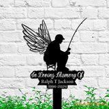 Personalized Man Casting Fishing Pole Fisherman Memorial Stake - Bass fishing - Metal Stake - Sympathy Sign | GearViral