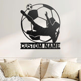 Personalized Man Soccer Metal Wall Art LED Light - Custom Football Player Name Sign Home Decor - Kid Boy Girl Nursery Decoration Soccer Gift | GearViral