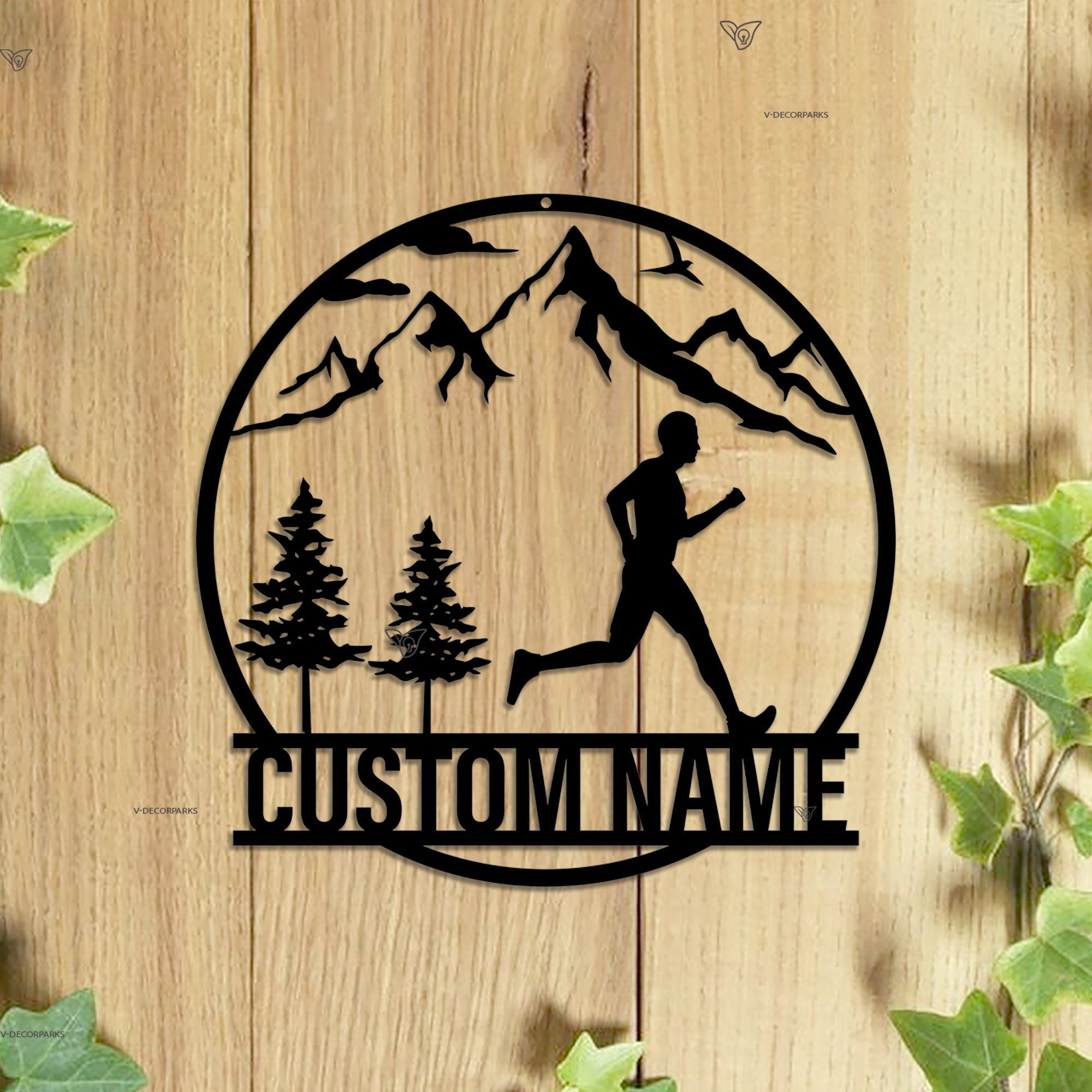 Personalized Man Trail Running Metal Wall Art LED Light - Custom Runner Name Sign Home Decor - Man Trail Running for Home Decor & Gift sign | GearViral