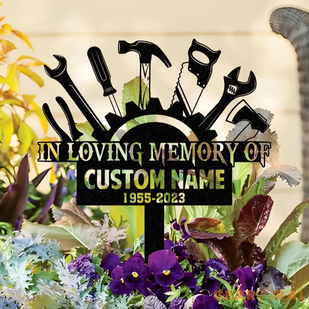 Personalized Mechanic Engineer Tools Memorial Stake Personalized Garden Sign Mechanic Memorial Sign Grave Marker