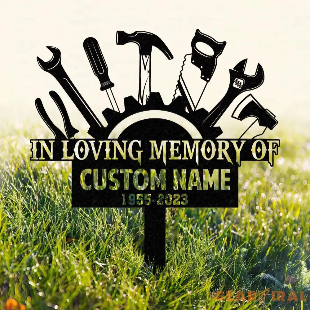 Personalized Mechanic Engineer Tools Memorial Stake Personalized Garden Sign Mechanic Memorial Sign Grave Marker