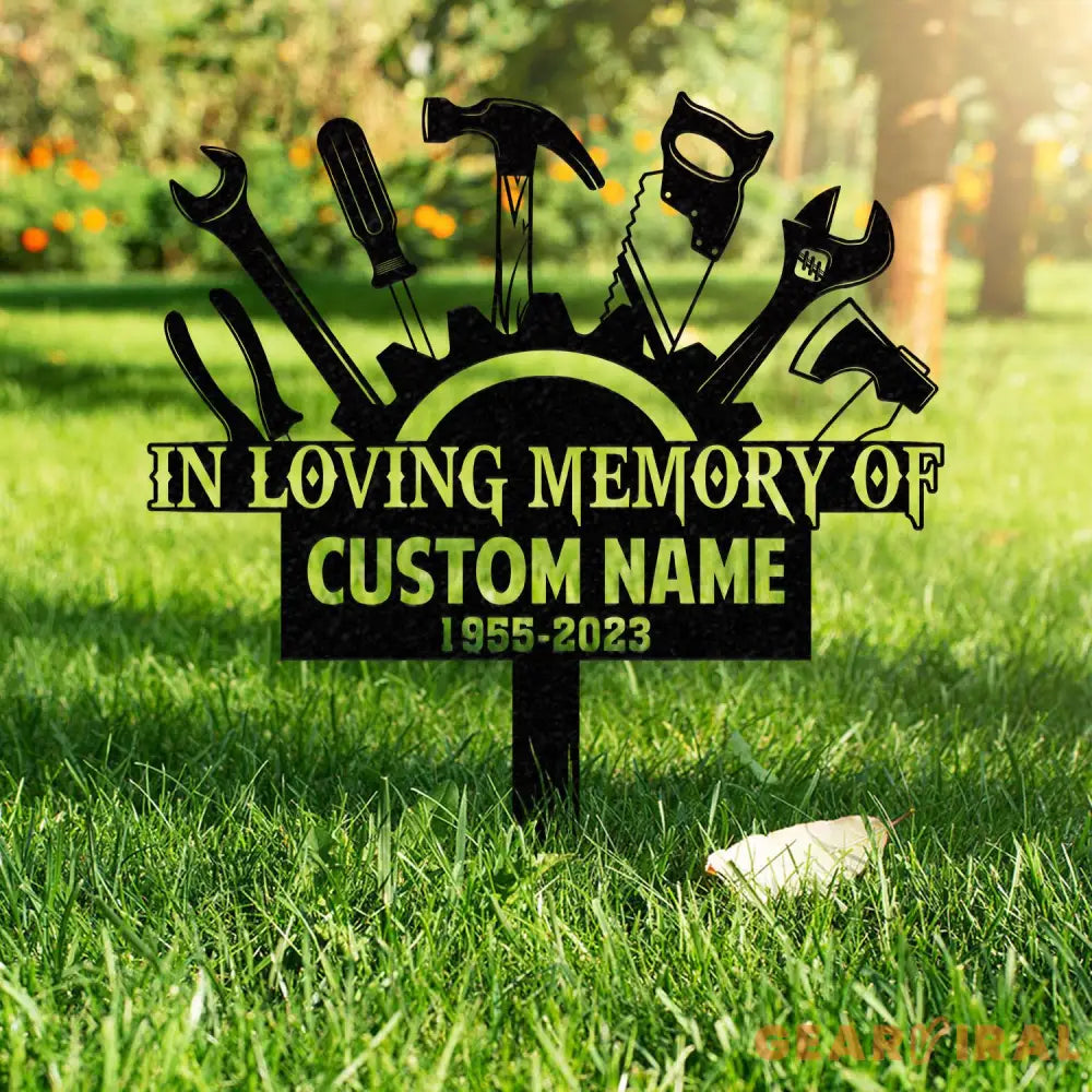 Personalized Mechanic Engineer Tools Memorial Stake Personalized Garden Sign Mechanic Memorial Sign Grave Marker