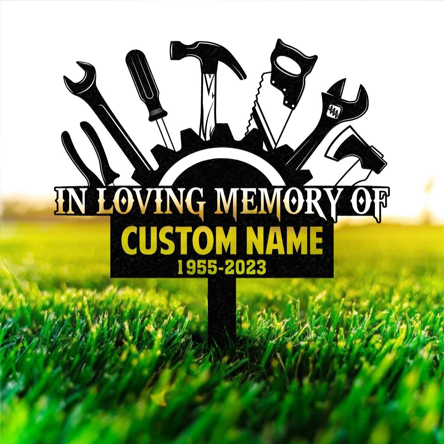 Personalized Mechanic Engineer Tools Memorial Stake, Personalized Garden Sign, Mechanic Memorial Sign, Grave Marker, Sympathy Sign