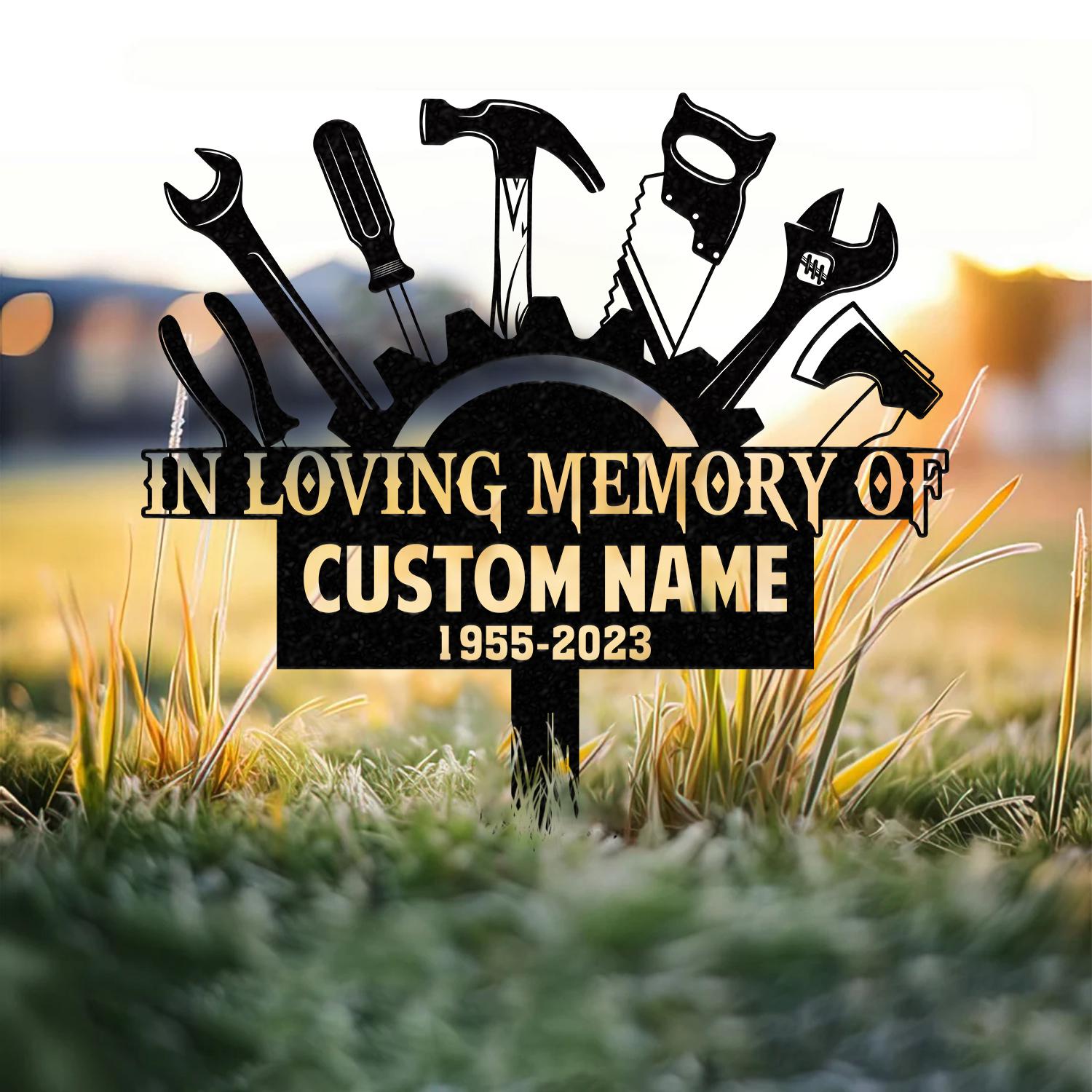 Personalized Mechanic Engineer Tools Memorial Stake, Personalized Garden Sign, Mechanic Memorial Sign, Grave Marker, Sympathy Sign