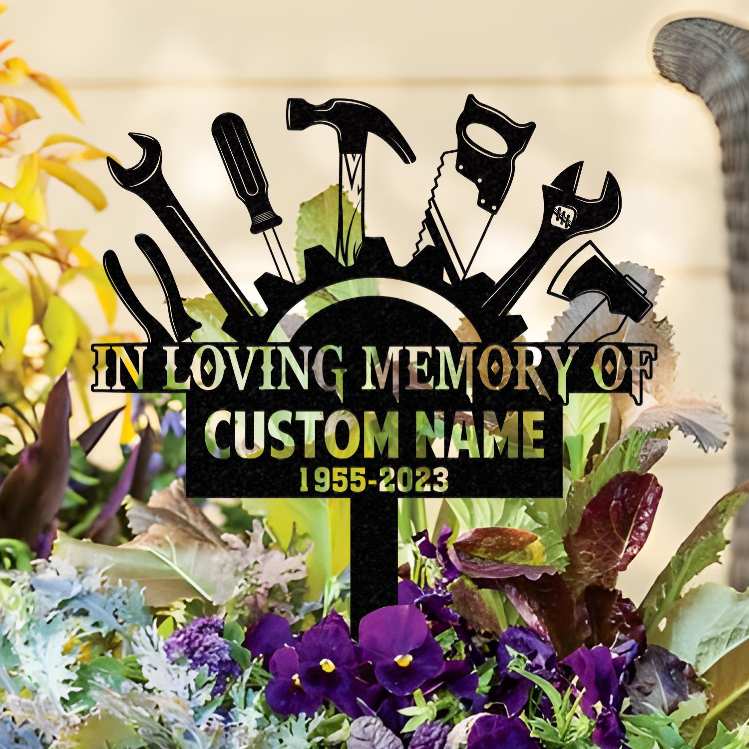 Personalized Mechanic Engineer Tools Memorial Stake, Personalized Garden Sign, Mechanic Memorial Sign, Grave Marker, Sympathy Sign
