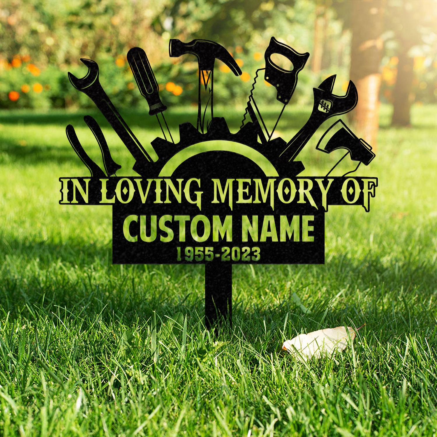 Personalized Mechanic Engineer Tools Memorial Stake, Personalized Garden Sign, Mechanic Memorial Sign, Grave Marker, Sympathy Sign