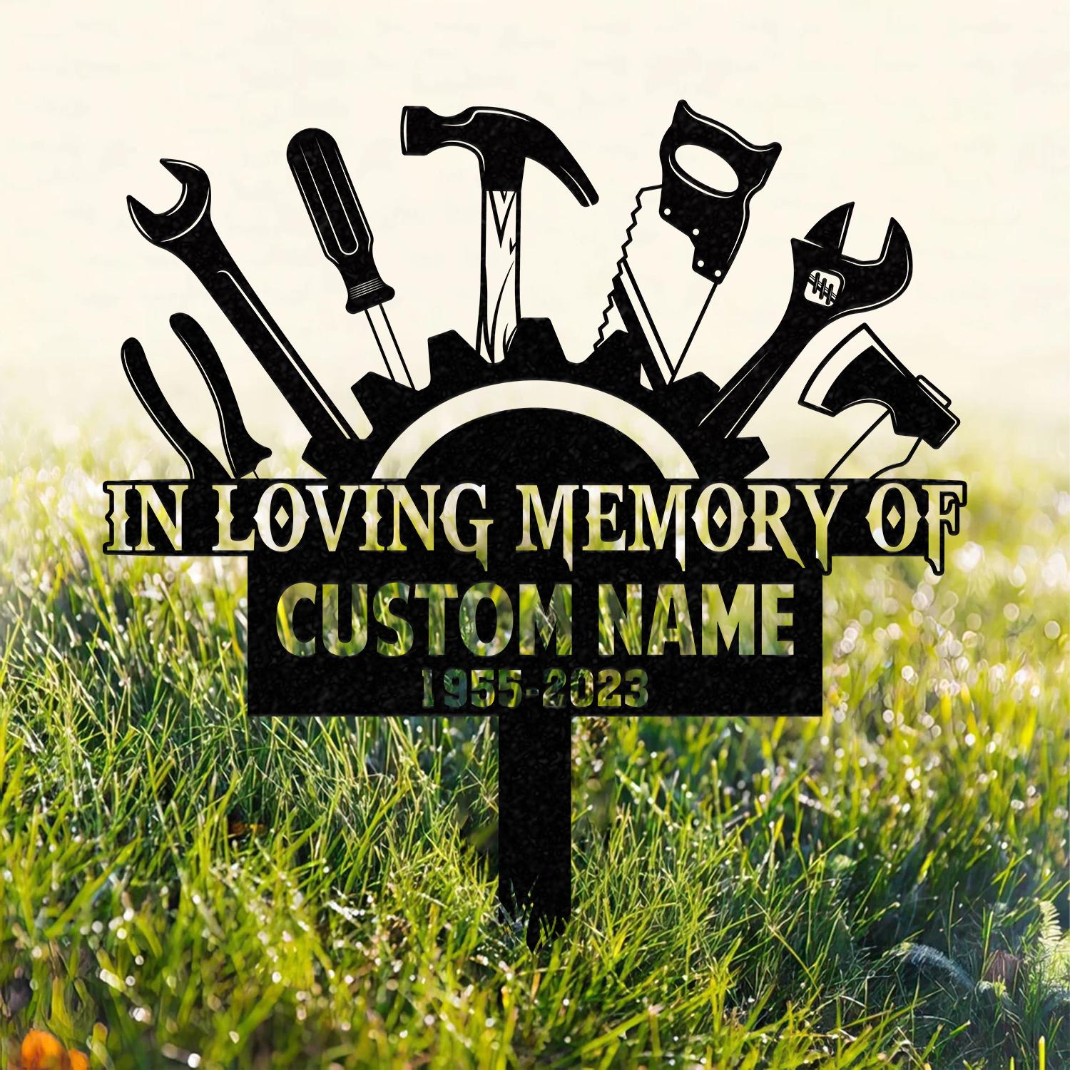 Personalized Mechanic Engineer Tools Memorial Stake, Personalized Garden Sign, Mechanic Memorial Sign, Grave Marker, Sympathy Sign