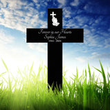 Personalized Memorial Cross Metal Sign Forever in Our Hearts Grave Marker Loss of Loved One Gift Custom Condolence