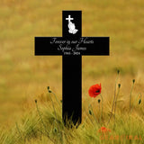 Personalized Memorial Cross Metal Sign Forever in Our Hearts Grave Marker Loss of Loved One Gift Custom Condolence