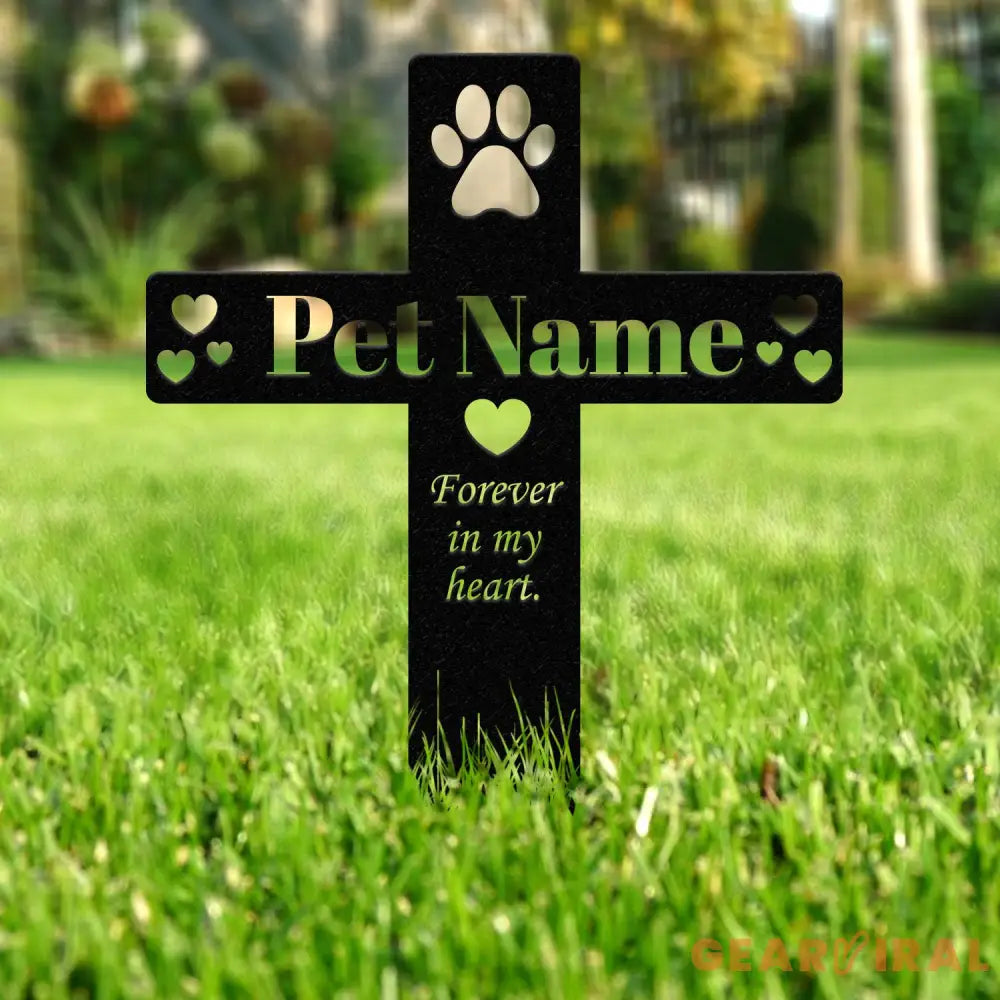 Personalized Memorial Cross Metal Stake Pet Grave Markers Metal Garden Sign Memorial Dog Memorial Stake Custom Metal