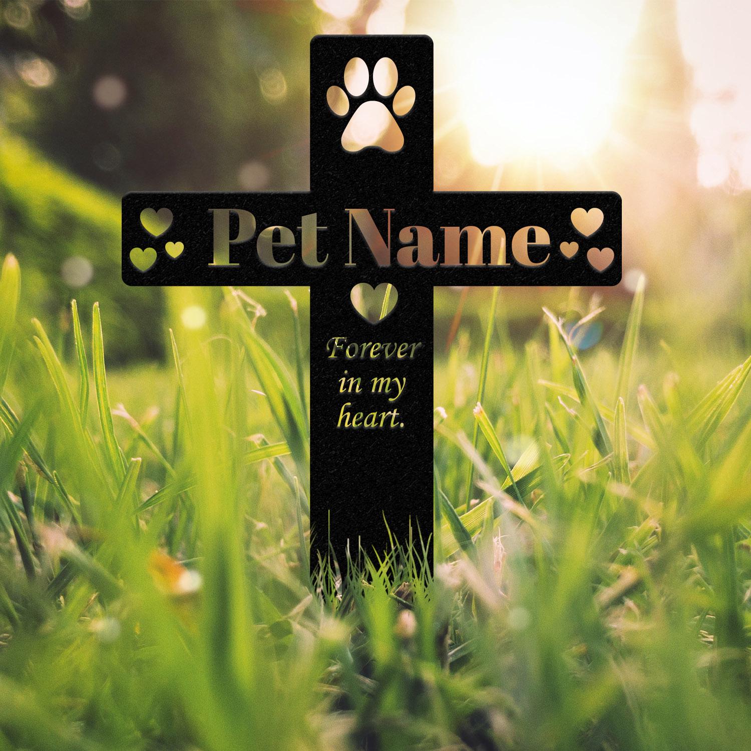 Personalized Memorial Cross Metal Stake, Pet Grave Markers, Metal Garden Sign Memorial, Dog Memorial Stake, Custom Metal Garden Sign