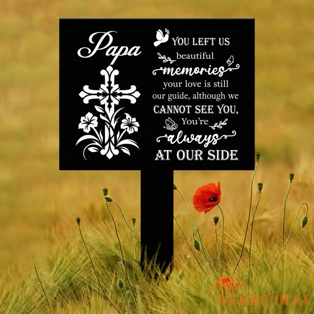 Personalized Memorial Floral Cross Metal Plaque Stake Indoor Outdoor Grave Marker In Loving Memory Garden Sign