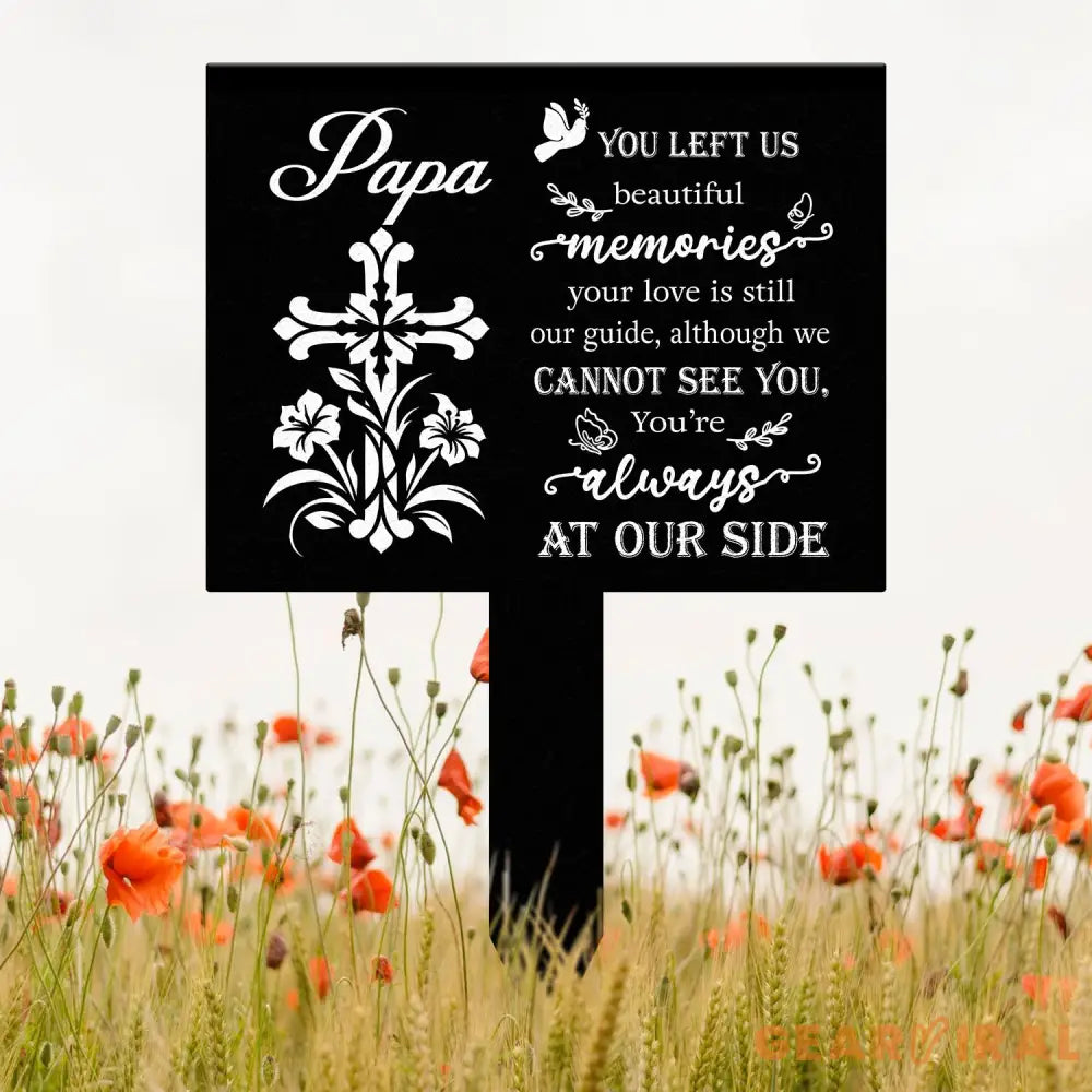 Personalized Memorial Floral Cross Metal Plaque Stake Indoor Outdoor Grave Marker In Loving Memory Garden Sign