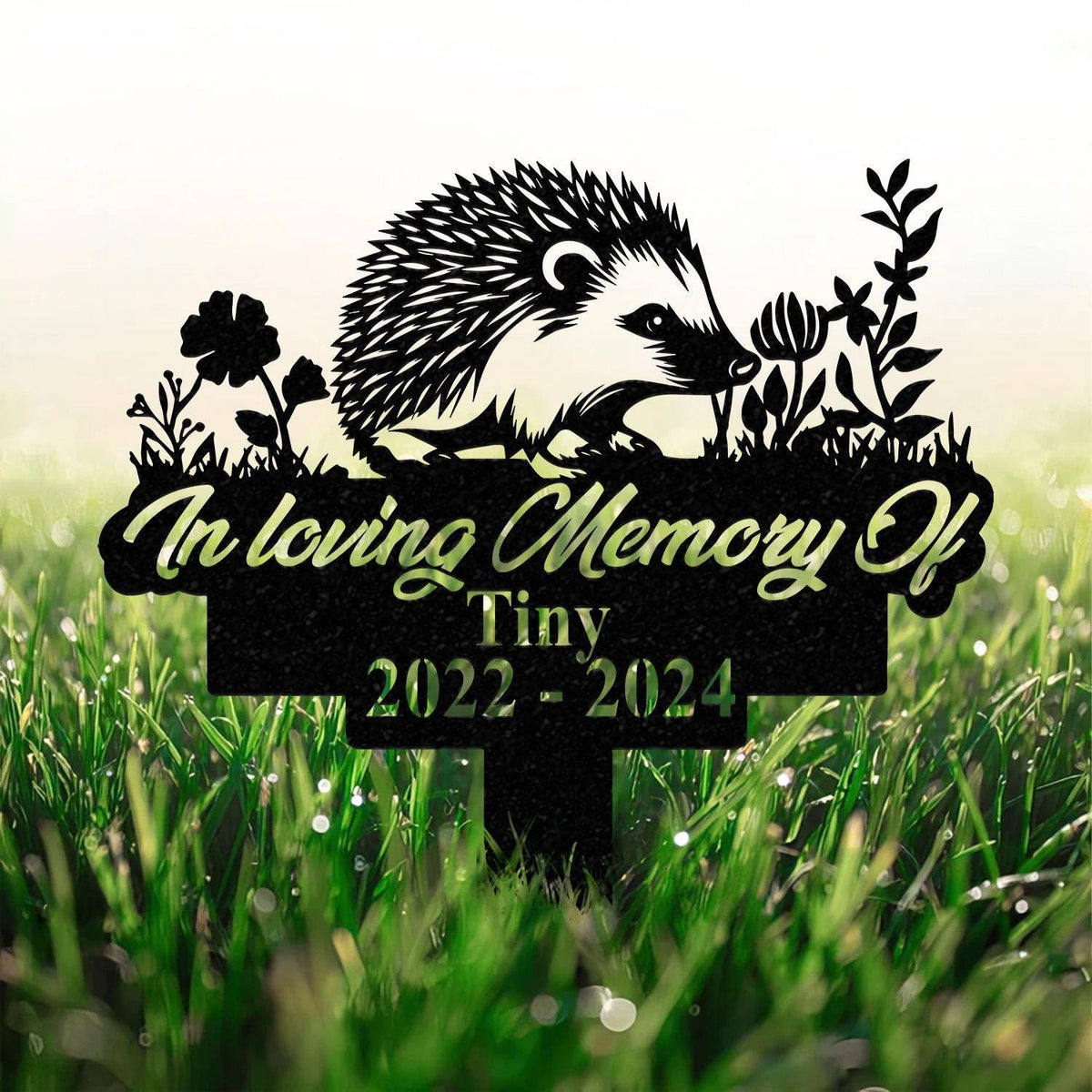 Personalized Memorial Hedgehog Metal Sign, Custom Pet Memorial Garden Sign, Grave Marker for Loss of Pet, Pet Grave Marker, Remembrance Stake