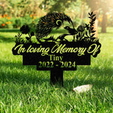 Personalized Memorial Hedgehog Metal Sign, Custom Pet Memorial Garden Sign, Grave Marker for Loss of Pet, Pet Grave Marker, Remembrance Stake