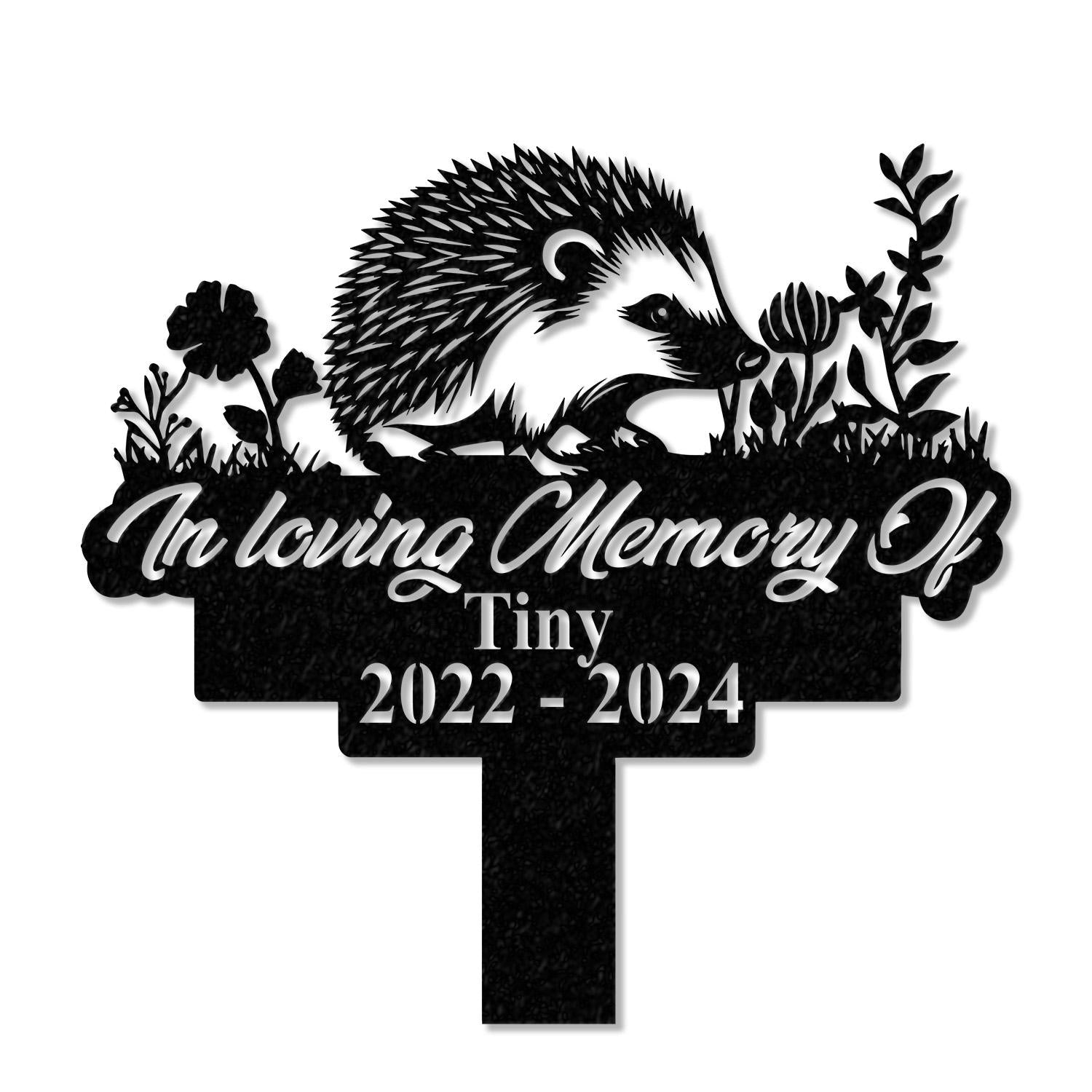 Personalized Memorial Hedgehog Metal Sign, Custom Pet Memorial Garden Sign, Grave Marker for Loss of Pet, Pet Grave Marker, Remembrance Stake