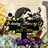Personalized Memorial Hedgehog Metal Sign, Custom Pet Memorial Garden Sign, Grave Marker for Loss of Pet, Pet Grave Marker, Remembrance Stake