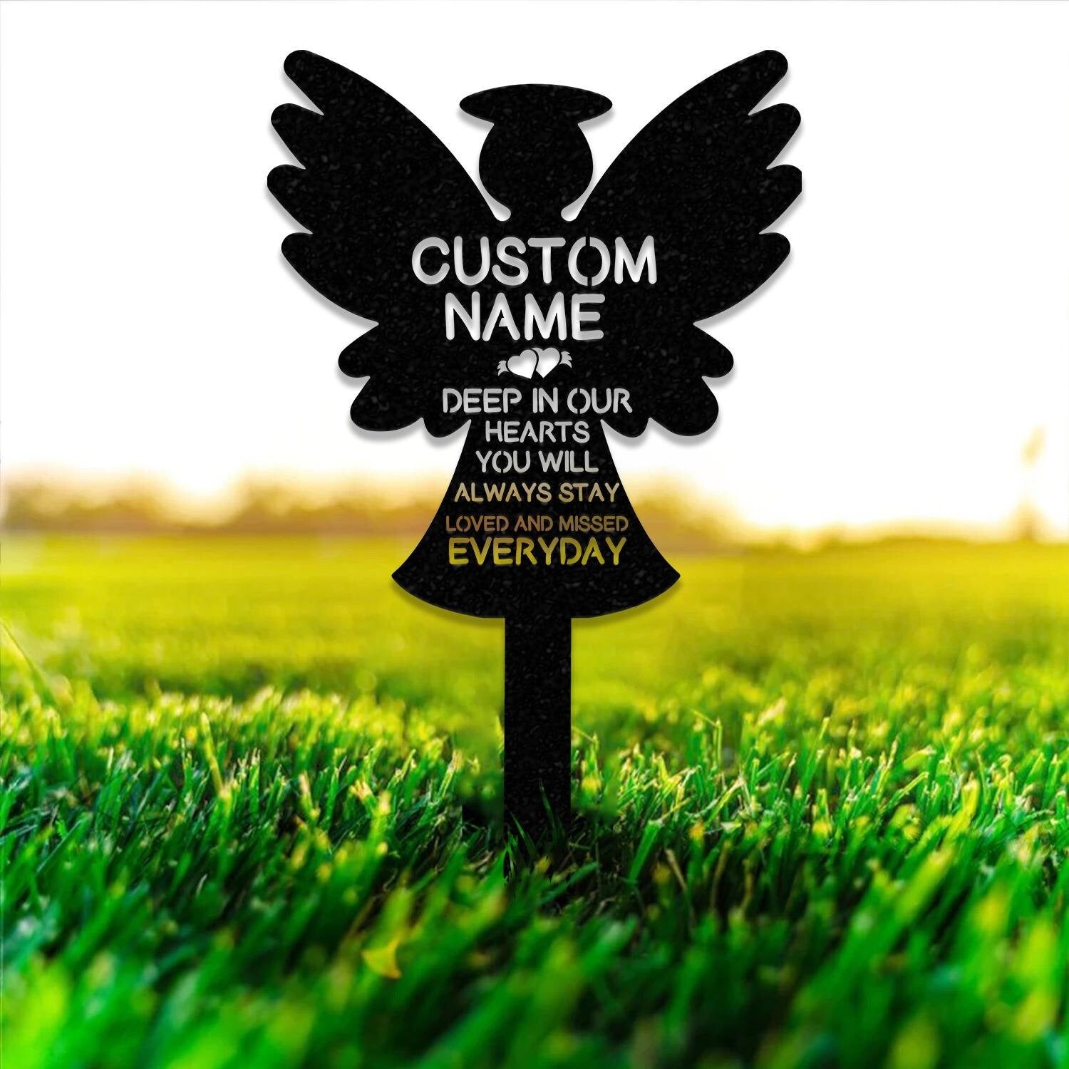 Personalized Memorial Stake Metal, Angel Memorial Stake, In Loving Memorial, Remembrance Stake, Sympathy Gift, Outdoor Grave Marker