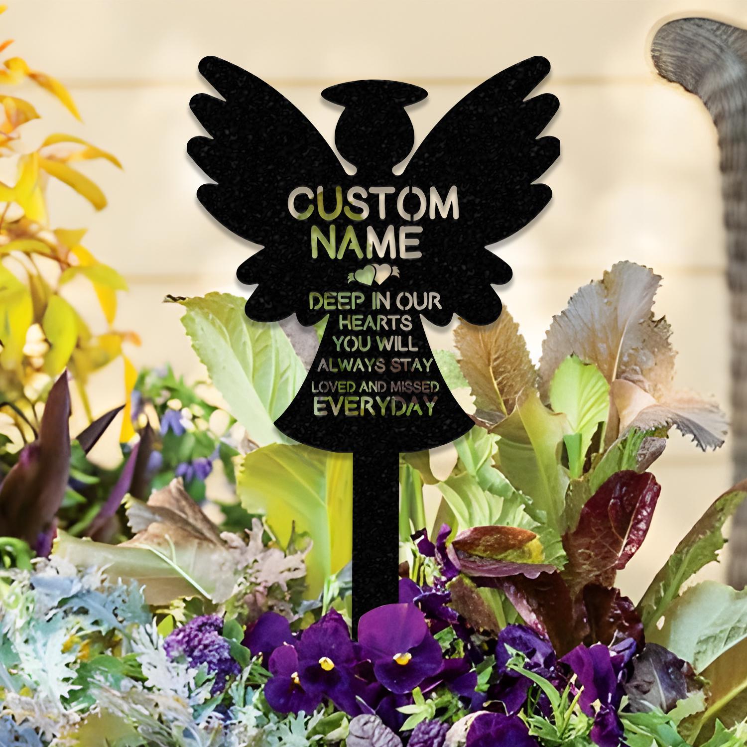 Personalized Memorial Stake Metal, Angel Memorial Stake, In Loving Memorial, Remembrance Stake, Sympathy Gift, Outdoor Grave Marker