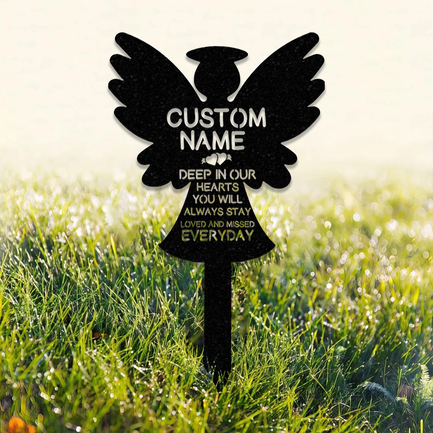 Personalized Memorial Stake Metal, Angel Memorial Stake, In Loving Memorial, Remembrance Stake, Sympathy Gift, Outdoor Grave Marker