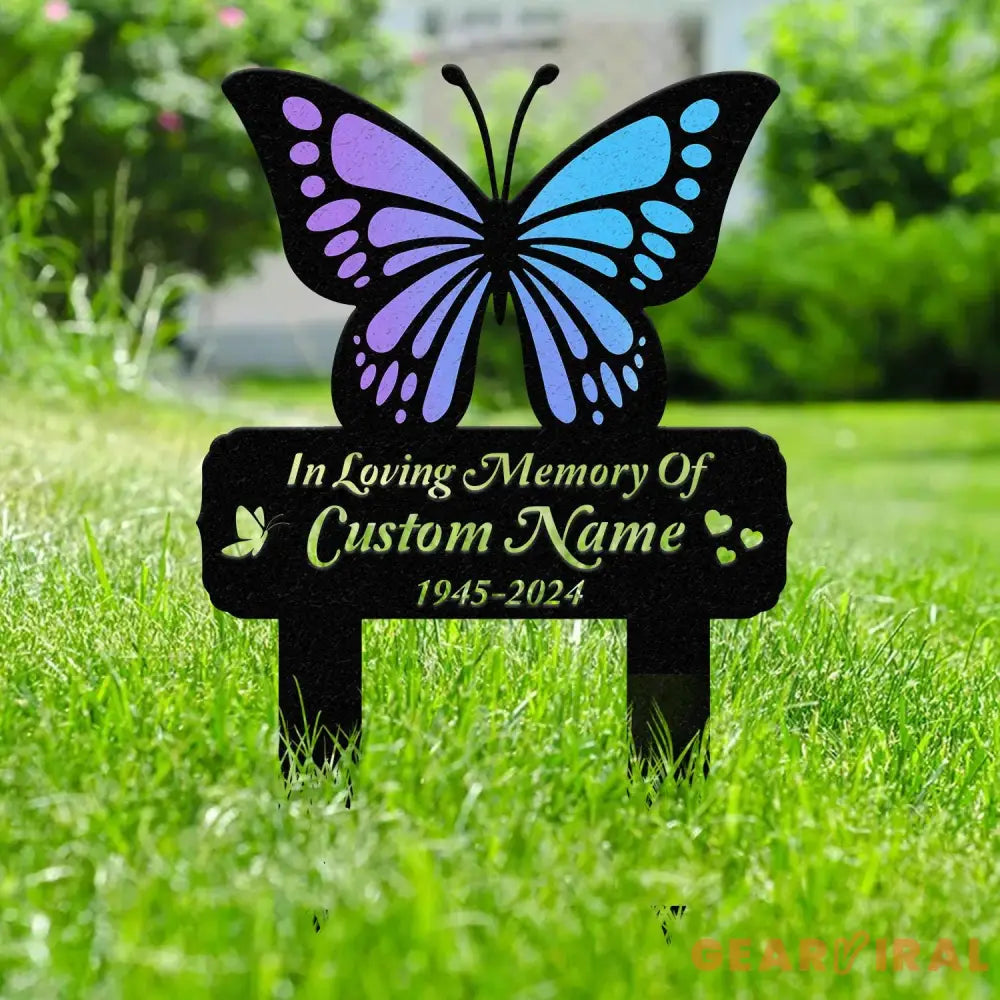 Personalized Memorial Stake Metal Butterfly Memorial Stake In Loving Memorial Remembrance Stake Sympathy Gift Outdoor