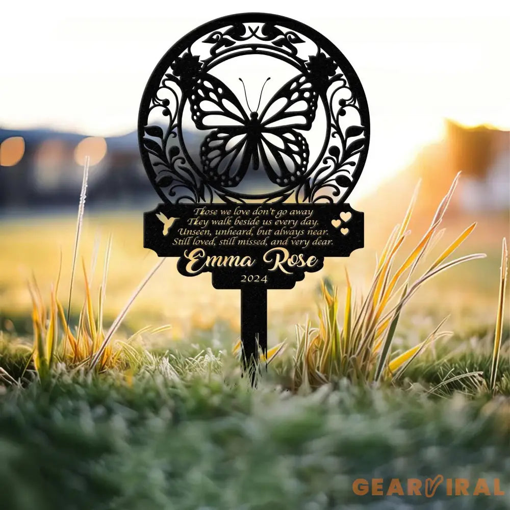 Personalized Memorial Stake Metal Butterfly Memorial Stake In Loving Memorial Remembrance Stake Sympathy Gift Outdoor