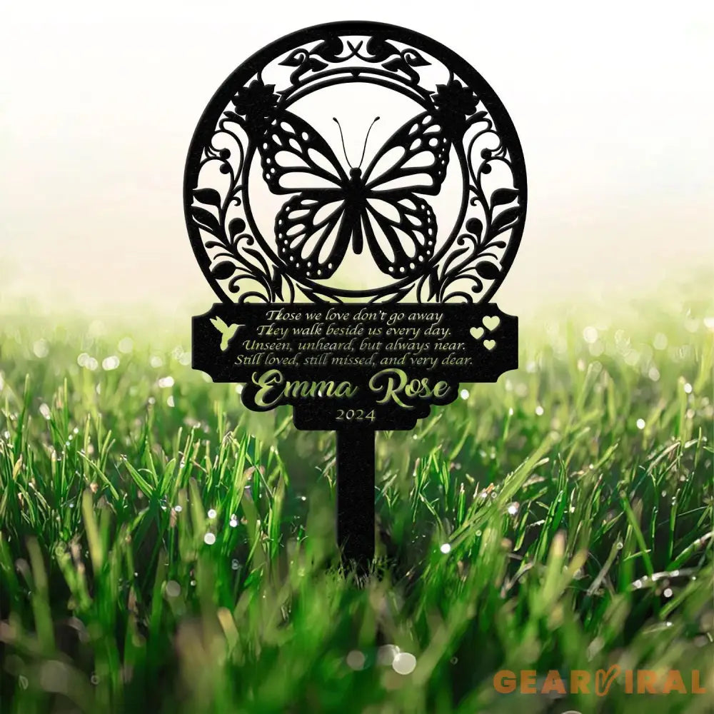 Personalized Memorial Stake Metal Butterfly Memorial Stake In Loving Memorial Remembrance Stake Sympathy Gift Outdoor