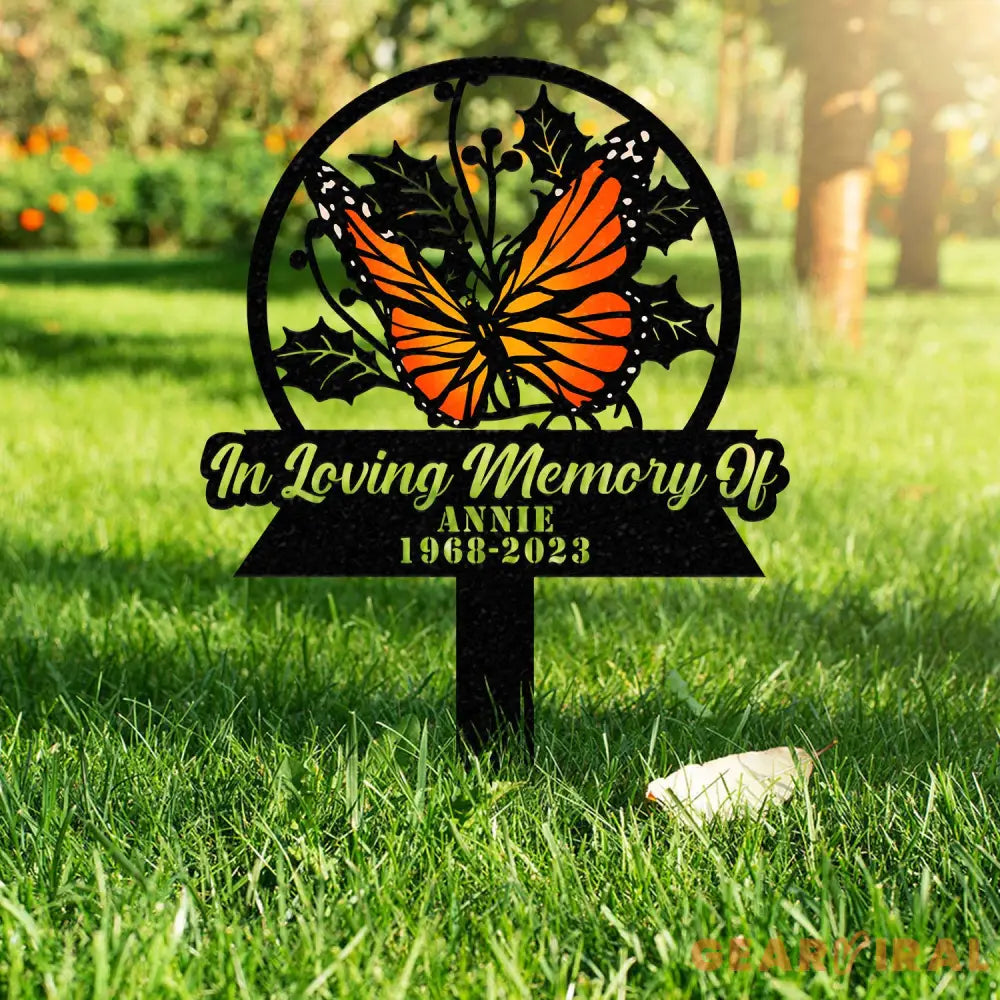 Personalized Memorial Stake Metal Butterfly Memorial Stake In Loving Memorial Remembrance Stake Sympathy Gift Outdoor
