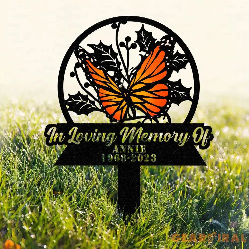 Personalized Memorial Stake Metal Butterfly Memorial Stake In Loving Memorial Remembrance Stake Sympathy Gift Outdoor