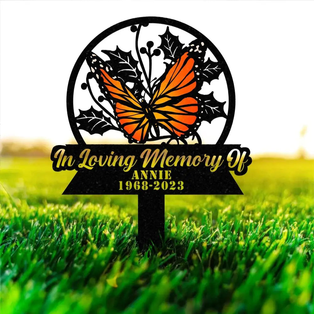 Personalized Memorial Stake Metal Butterfly Memorial Stake In Loving Memorial Remembrance Stake Sympathy Gift Outdoor