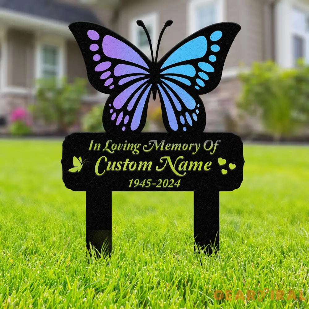 Personalized Memorial Stake Metal Butterfly Memorial Stake In Loving Memorial Remembrance Stake Sympathy Gift Outdoor