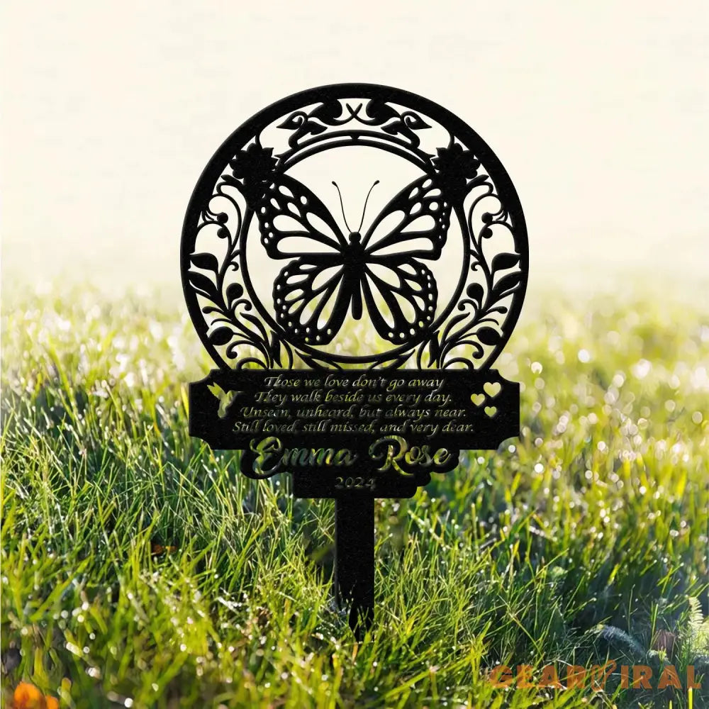 Personalized Memorial Stake Metal Butterfly Memorial Stake In Loving Memorial Remembrance Stake Sympathy Gift Outdoor
