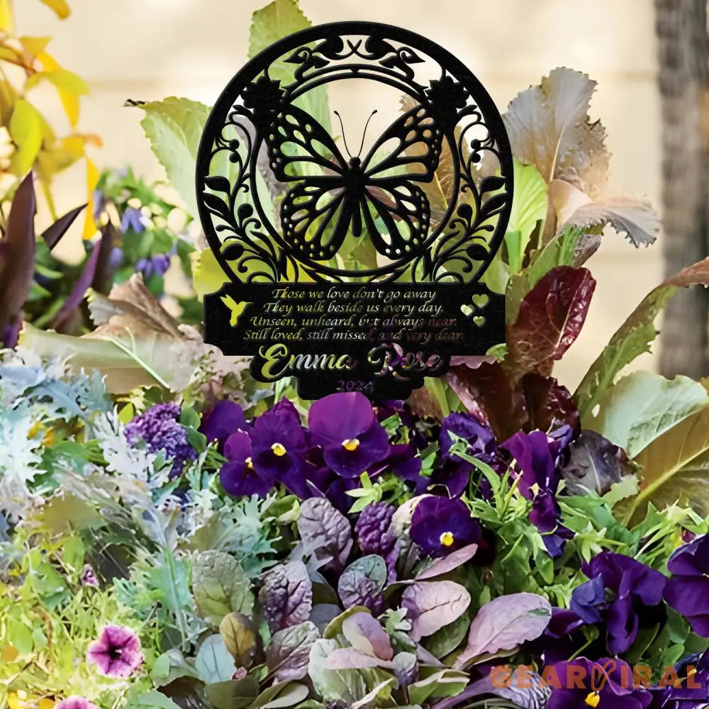 Personalized Memorial Stake Metal Butterfly Memorial Stake In Loving Memorial Remembrance Stake Sympathy Gift Outdoor