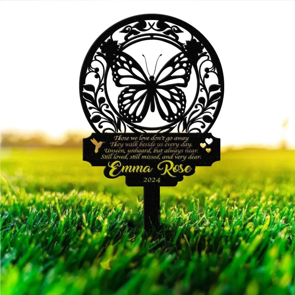 Personalized Memorial Stake Metal Butterfly Memorial Stake In Loving Memorial Remembrance Stake Sympathy Gift Outdoor
