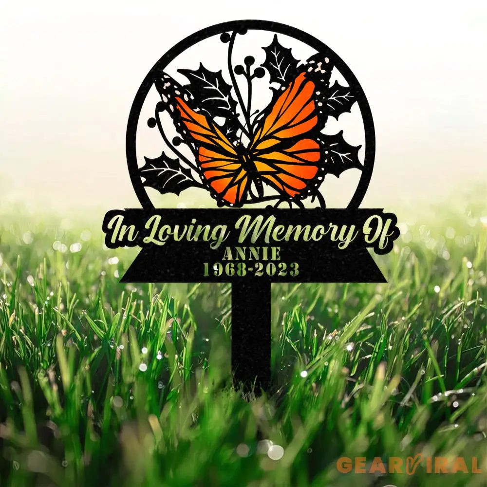 Personalized Memorial Stake Metal Butterfly Memorial Stake In Loving Memorial Remembrance Stake Sympathy Gift Outdoor