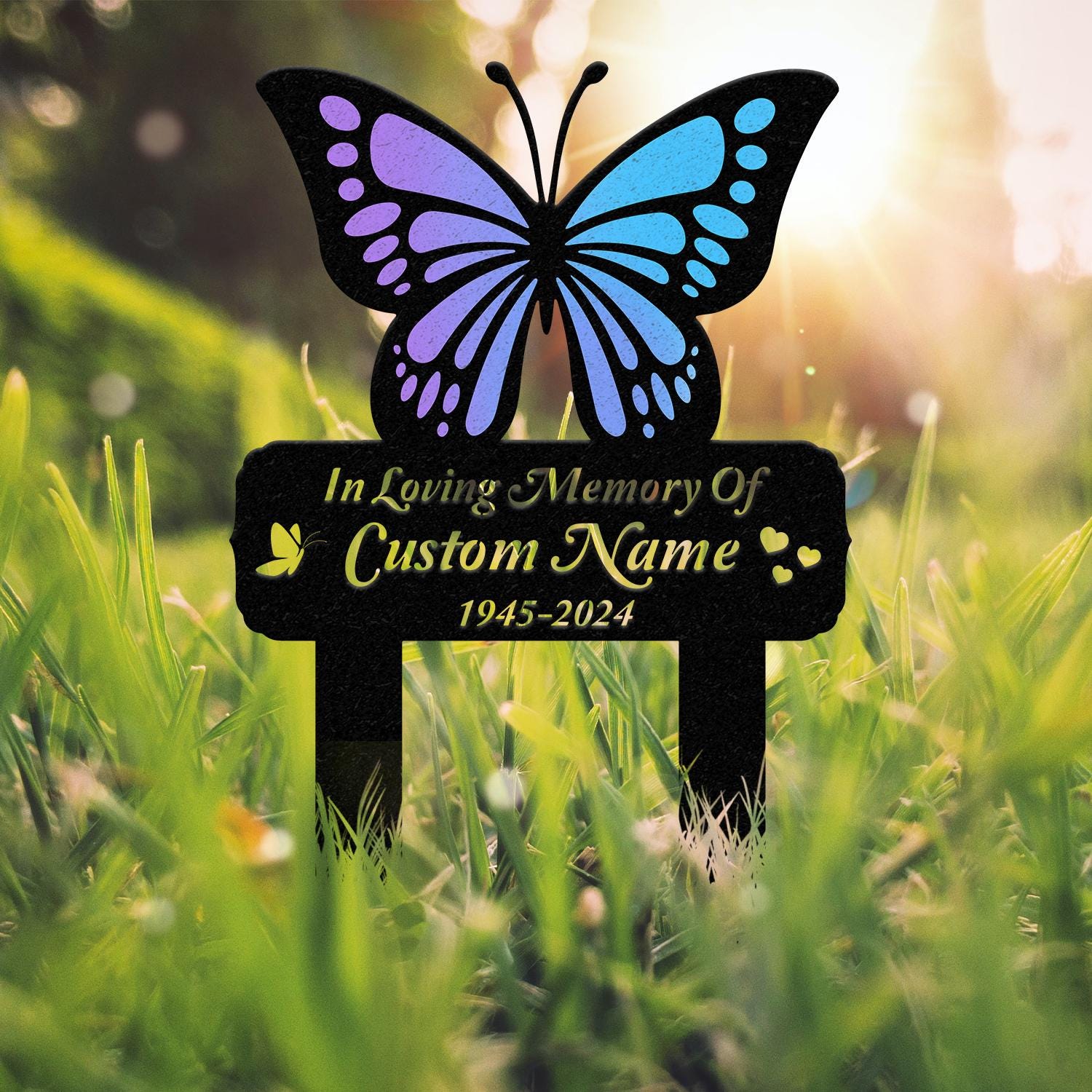 Personalized Memorial Stake Metal, Butterfly Memorial Stake, In Loving Memorial, Remembrance Stake, Sympathy Gift, Outdoor Grave Marker