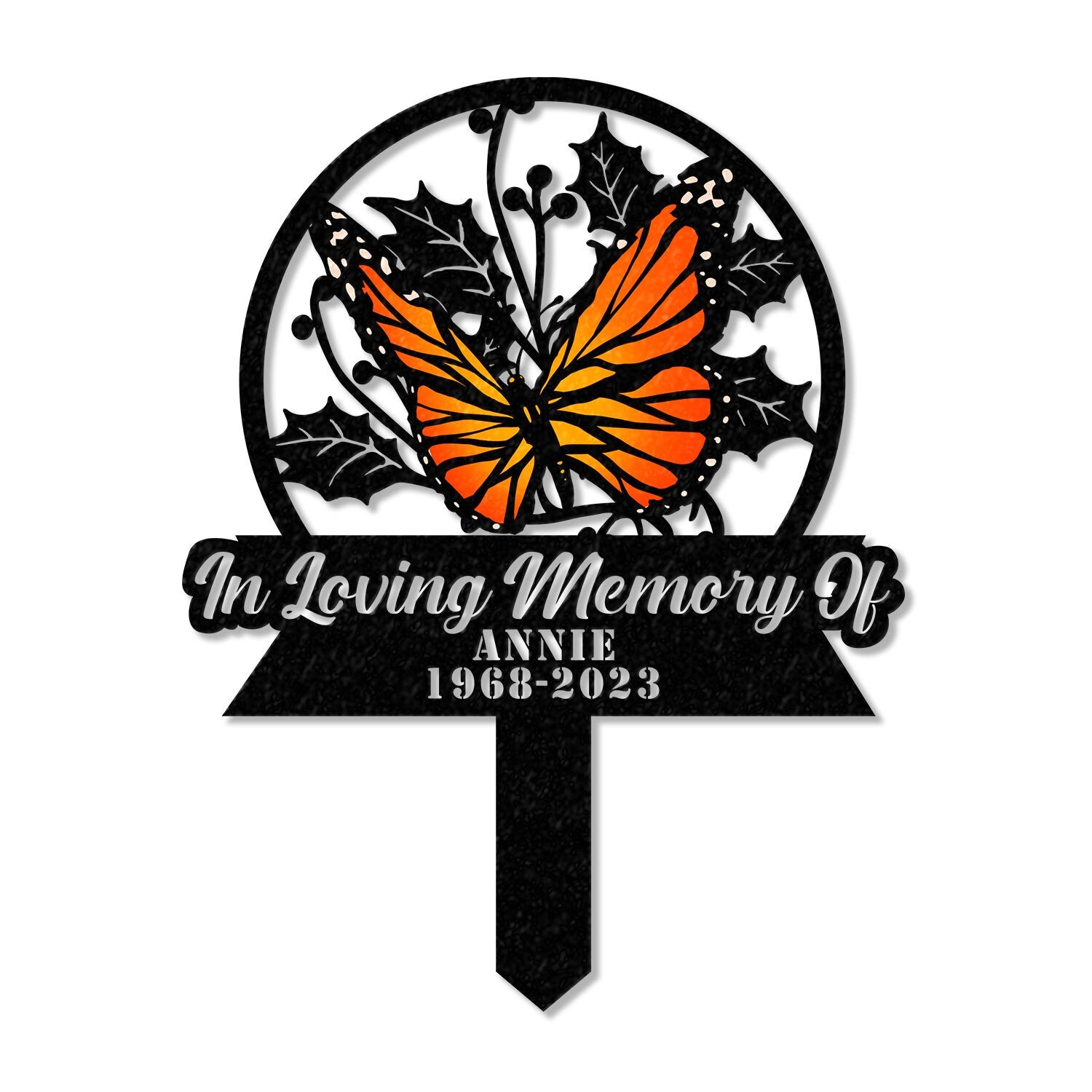 Personalized Memorial Stake Metal, Butterfly Memorial Stake, In Loving Memorial, Remembrance Stake, Sympathy Gift, Outdoor Grave Marker