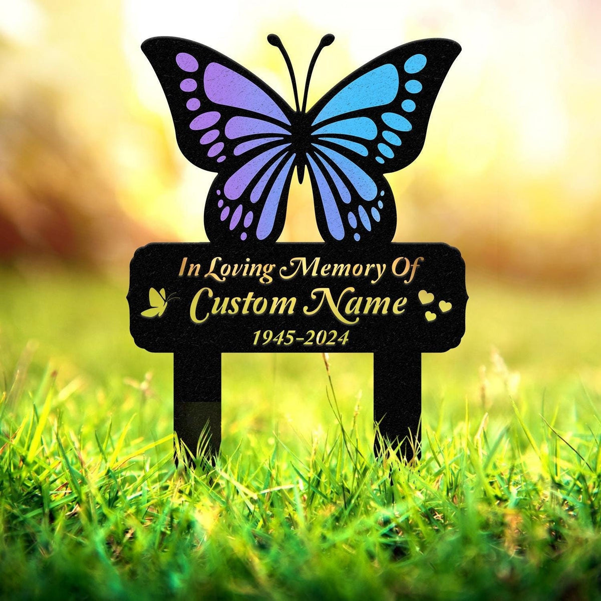 Personalized Memorial Stake Metal, Butterfly Memorial Stake, In Loving Memorial, Remembrance Stake, Sympathy Gift, Outdoor Grave Marker