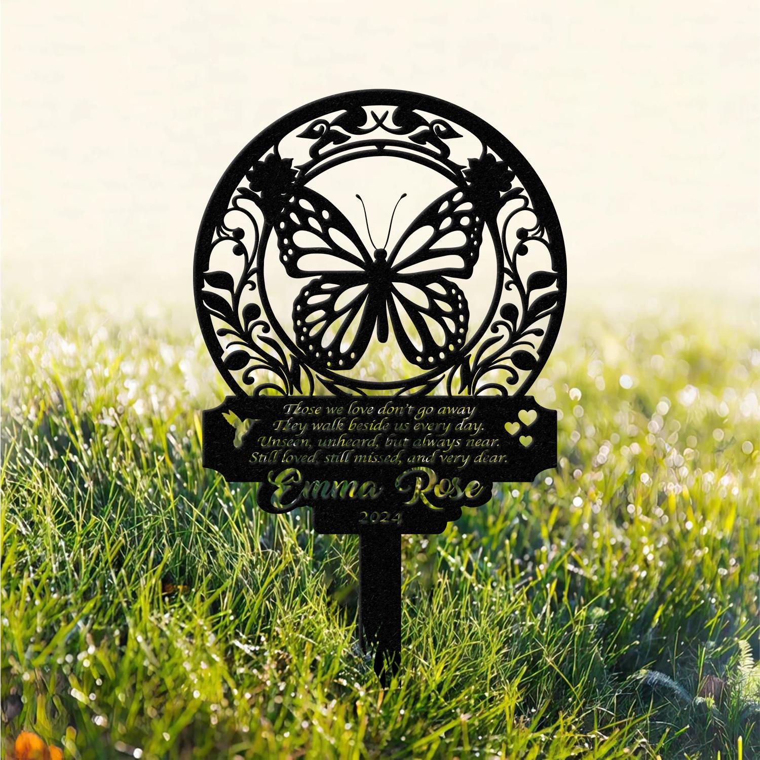 Personalized Memorial Stake Metal, Butterfly Memorial Stake, In Loving Memorial, Remembrance Stake, Sympathy Gift, Outdoor Grave Marker